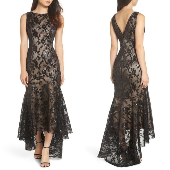 Eliza J Sequin Lace Trumpet Gown - Picture 1 of 12